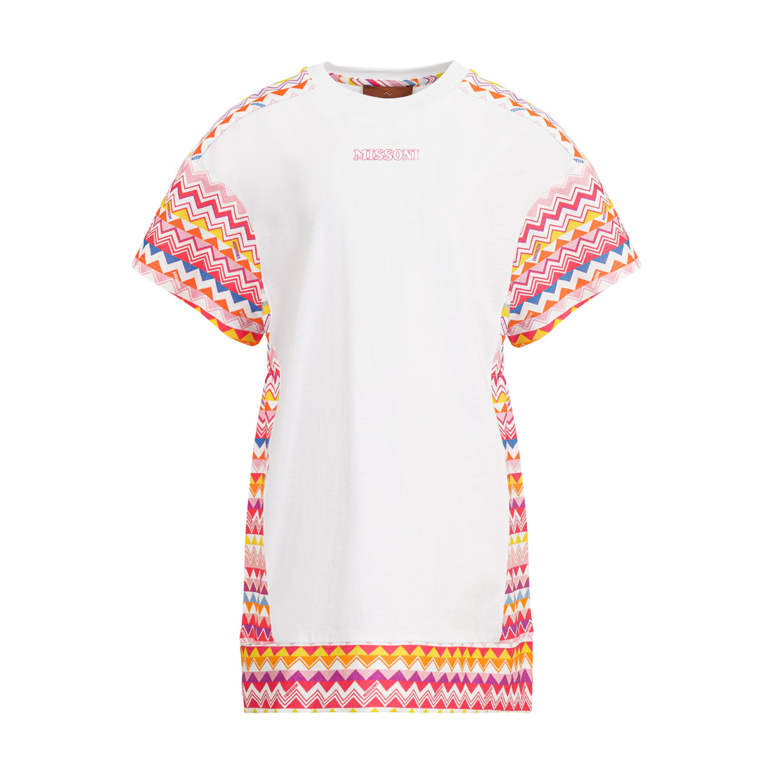 Chevron-Trimmed Jersey Dress