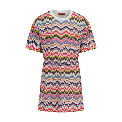 Girls’ Chevron-Print Cotton-Blend Knit Dress