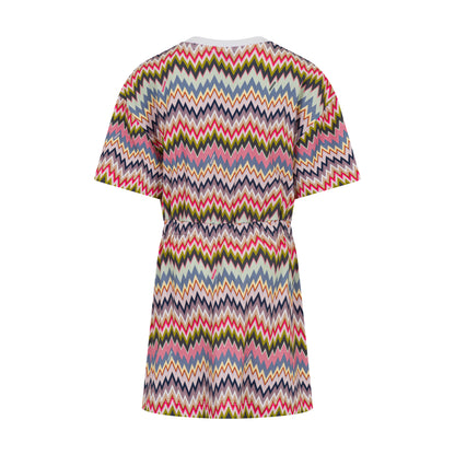 Girls’ Chevron-Print Cotton-Blend Knit Dress
