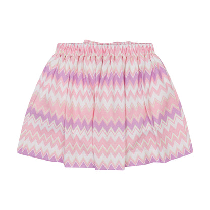 Baby Zigzag-Print Chevron-Knit Cotton Skirt