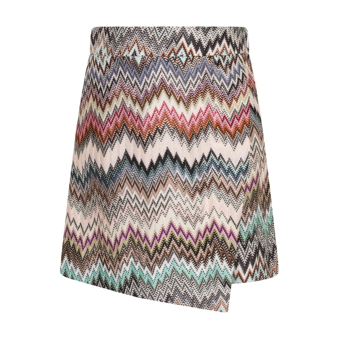 Children’s Chevron-Knit Divided Skirt with Multicolour Zigzag Pattern