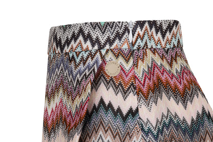 Children’s Chevron-Knit Divided Skirt with Multicolour Zigzag Pattern