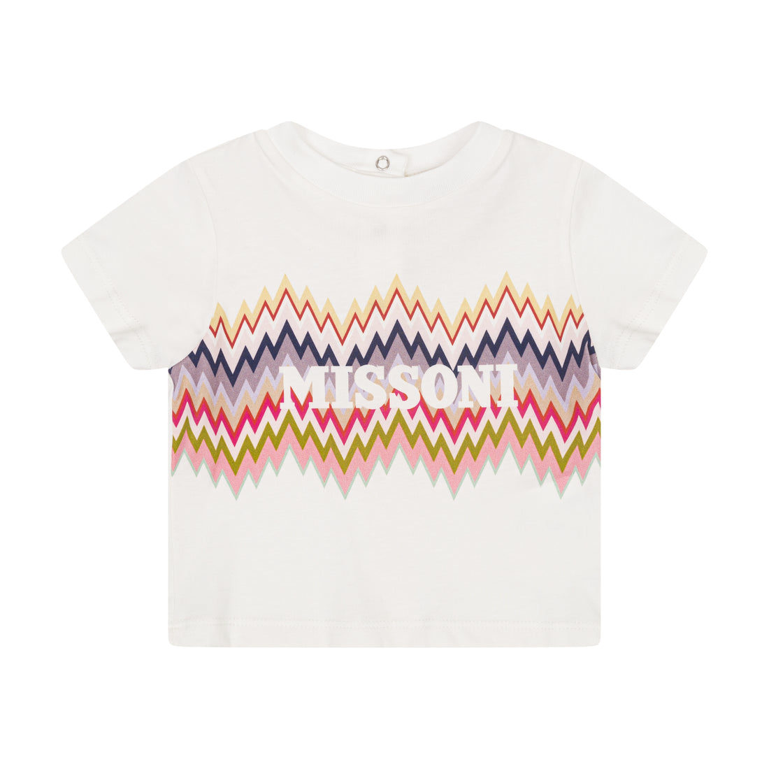Baby Knitted Cotton Tee with Multicolour Zigzag Logo Print
