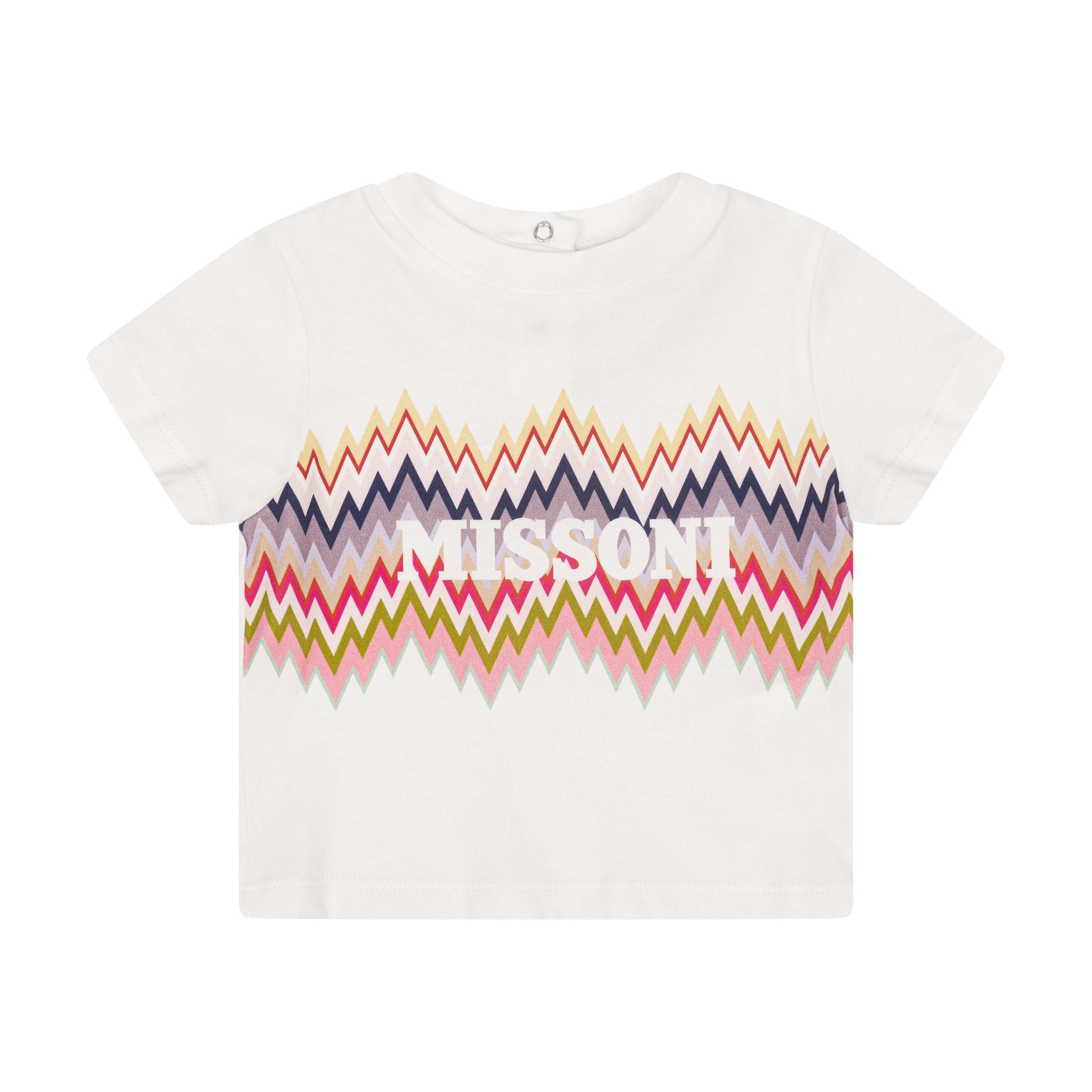 Baby Knitted Cotton Tee with Multicolour Zigzag Logo Print