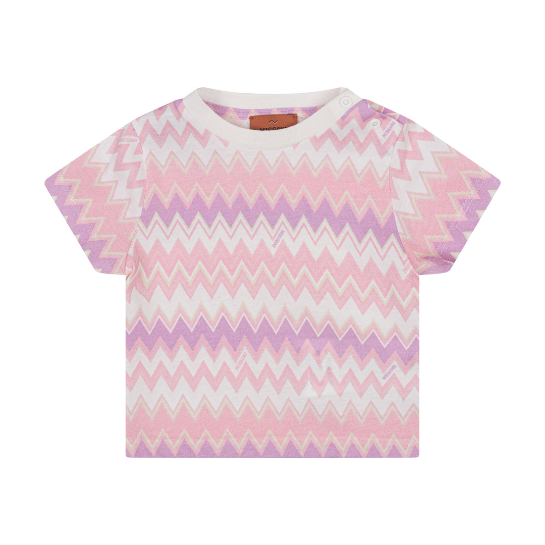 Baby cotton T-shirt with pastel zigzag print