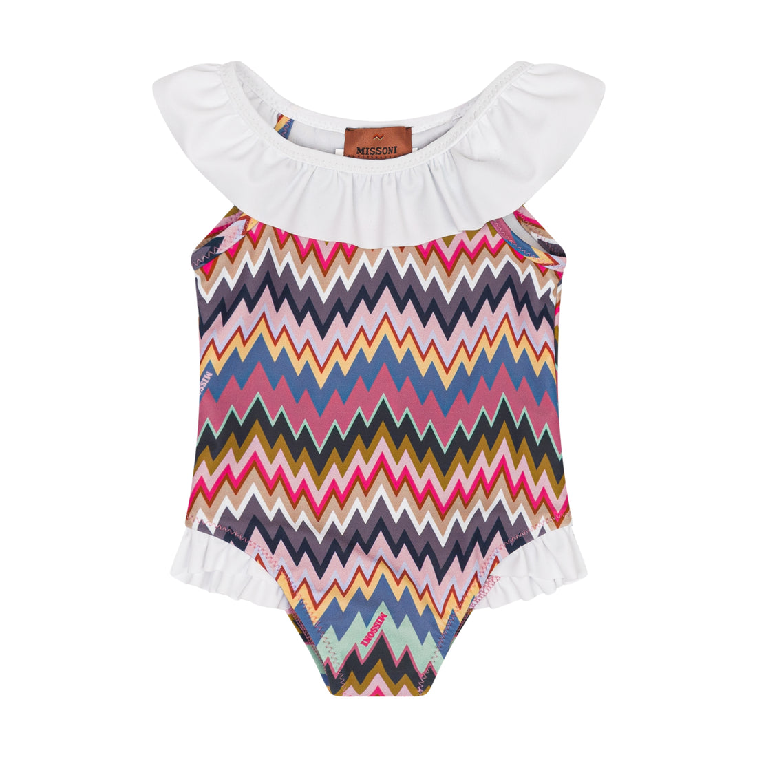 Contrast-Trim Logo One-Piece Swimming Costume