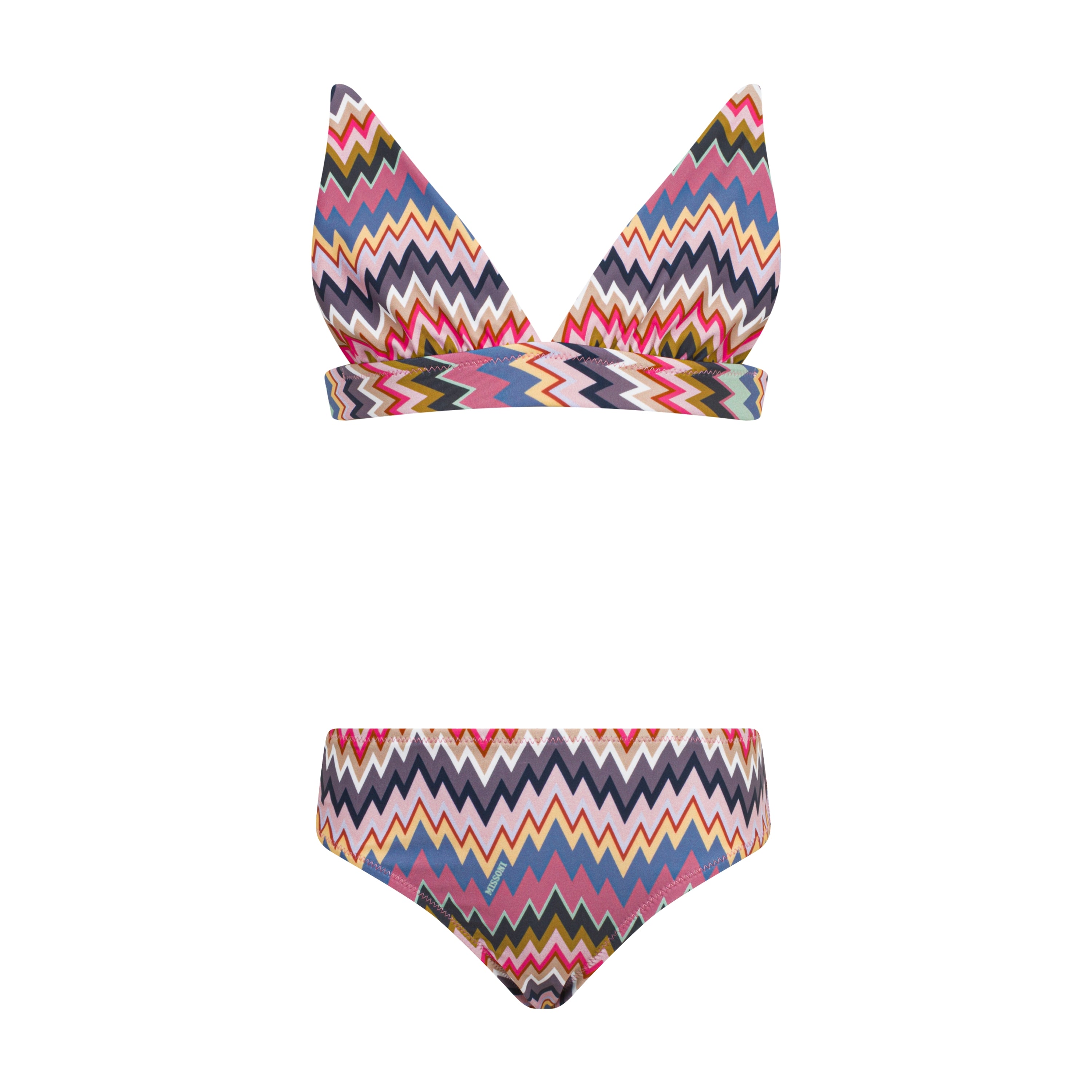 Multicolour Zigzag Triangle Bikini Set