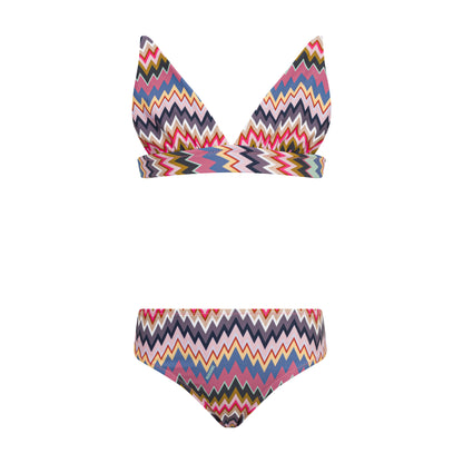 Multicolour Zigzag Triangle Bikini Set