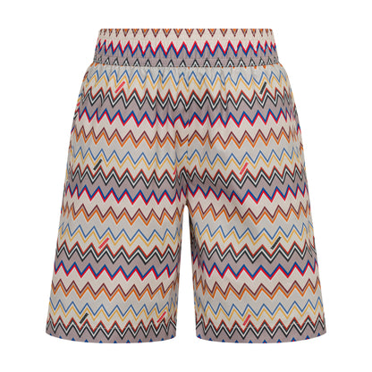 Zigzag-Print Woven Swim Shorts