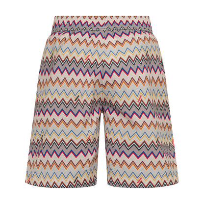 Zigzag-Print Woven Swim Shorts