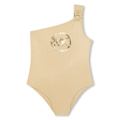 One-Piece Swimsuit with Golden Ring and Charm