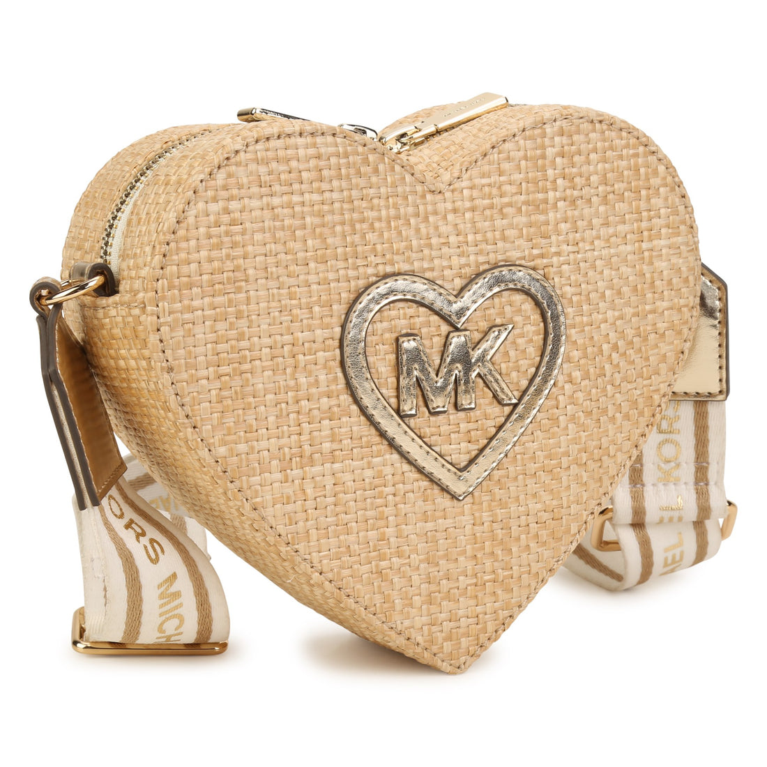 Heart Straw Bag with Gold Details