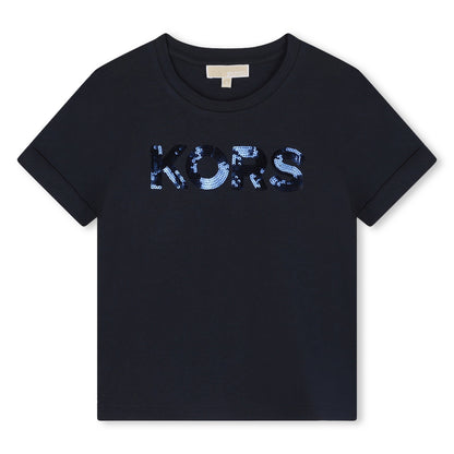 Tonal Sequin Logo Tee-Shirt