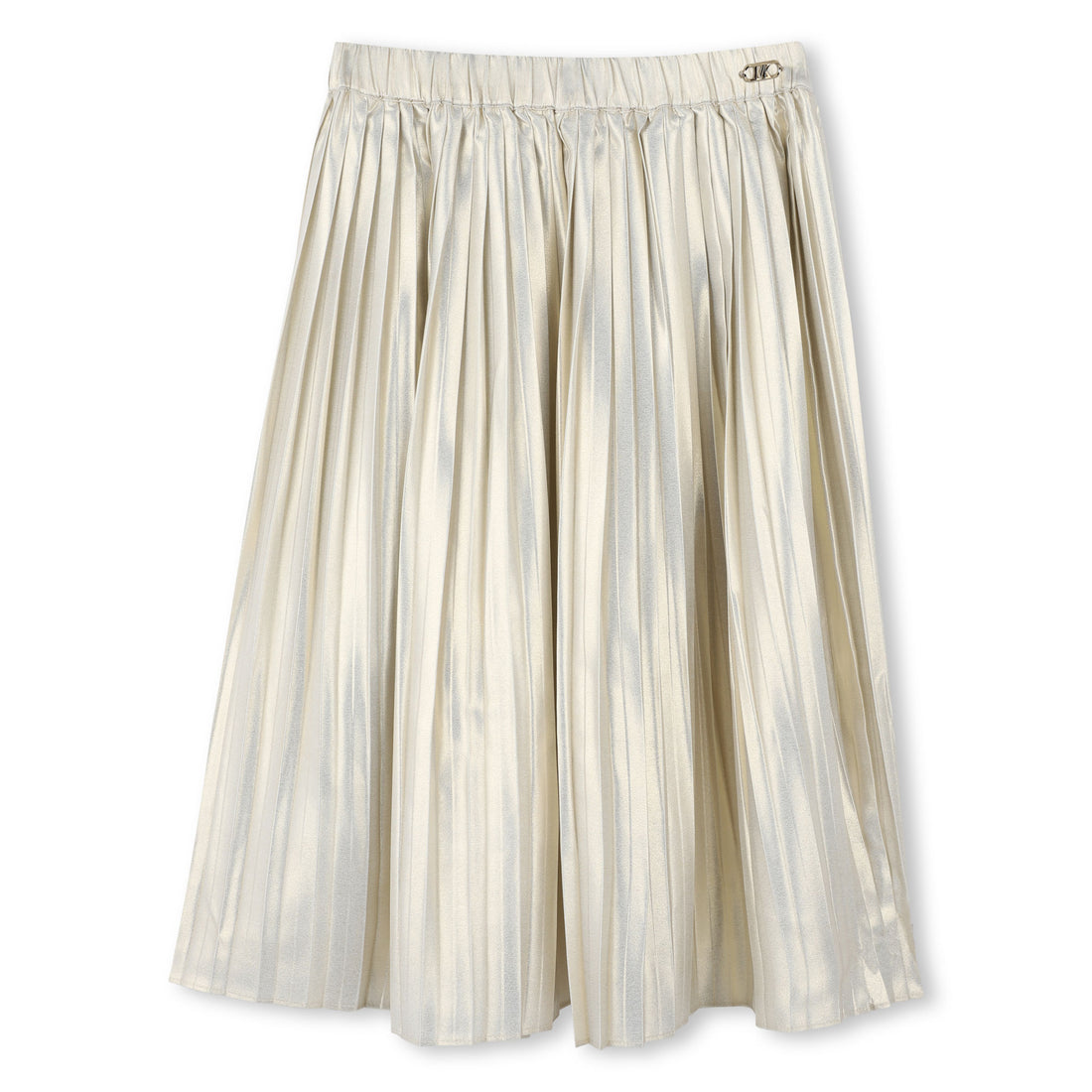 Pleated Gold Midi Skirt with Elasticated Waist