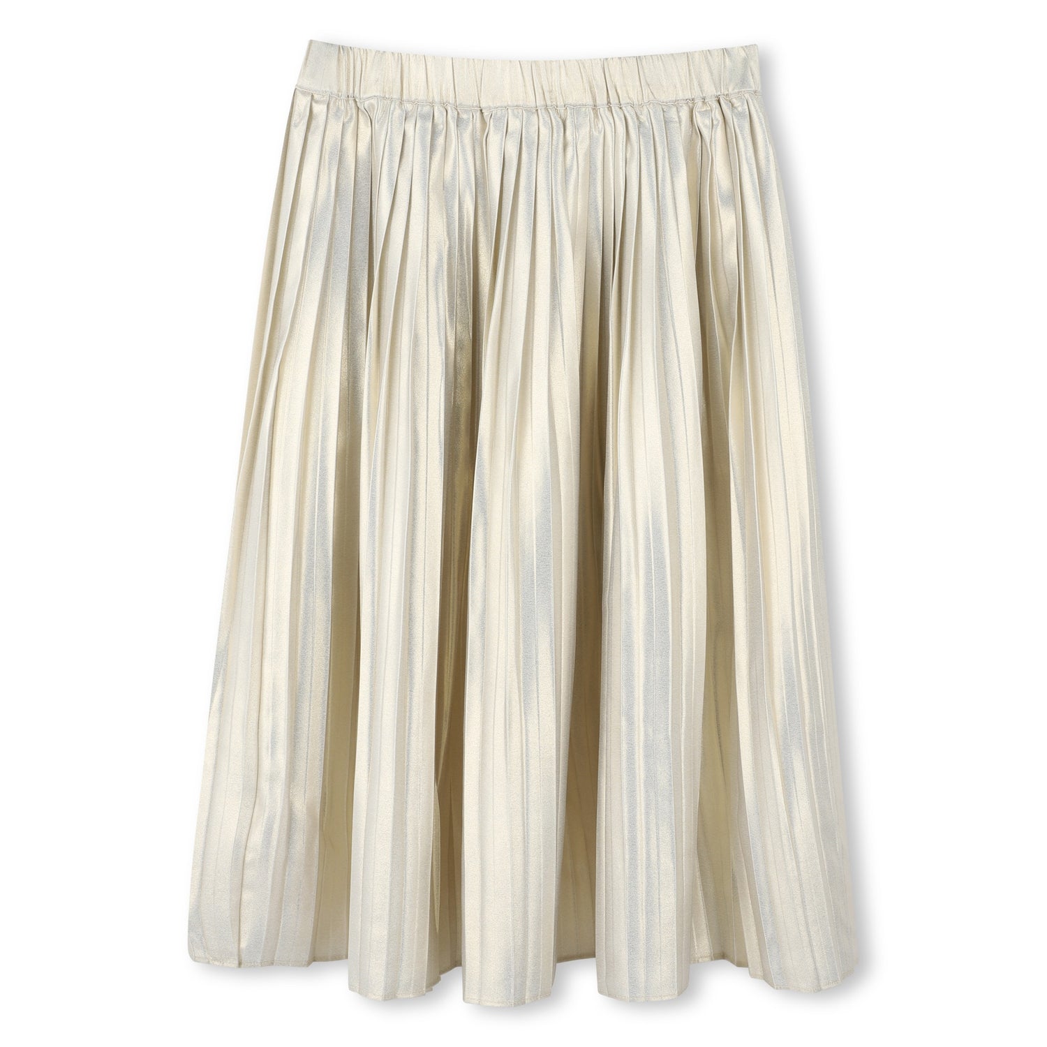 Michael Kors Pleated Gold Midi Skirt with Elasticated Waist