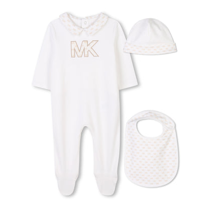 Michael Kors Organic Cotton Pyjama Set with Bib and Beanie