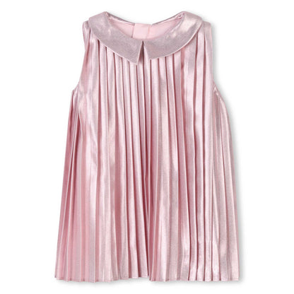 Michael Kors Sleeveless Pleated Dress with Metallic Details