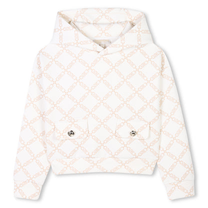 Michael Kors Hoodie with &quot;MK Empire&quot; All-Over Print and Decorative Flaps