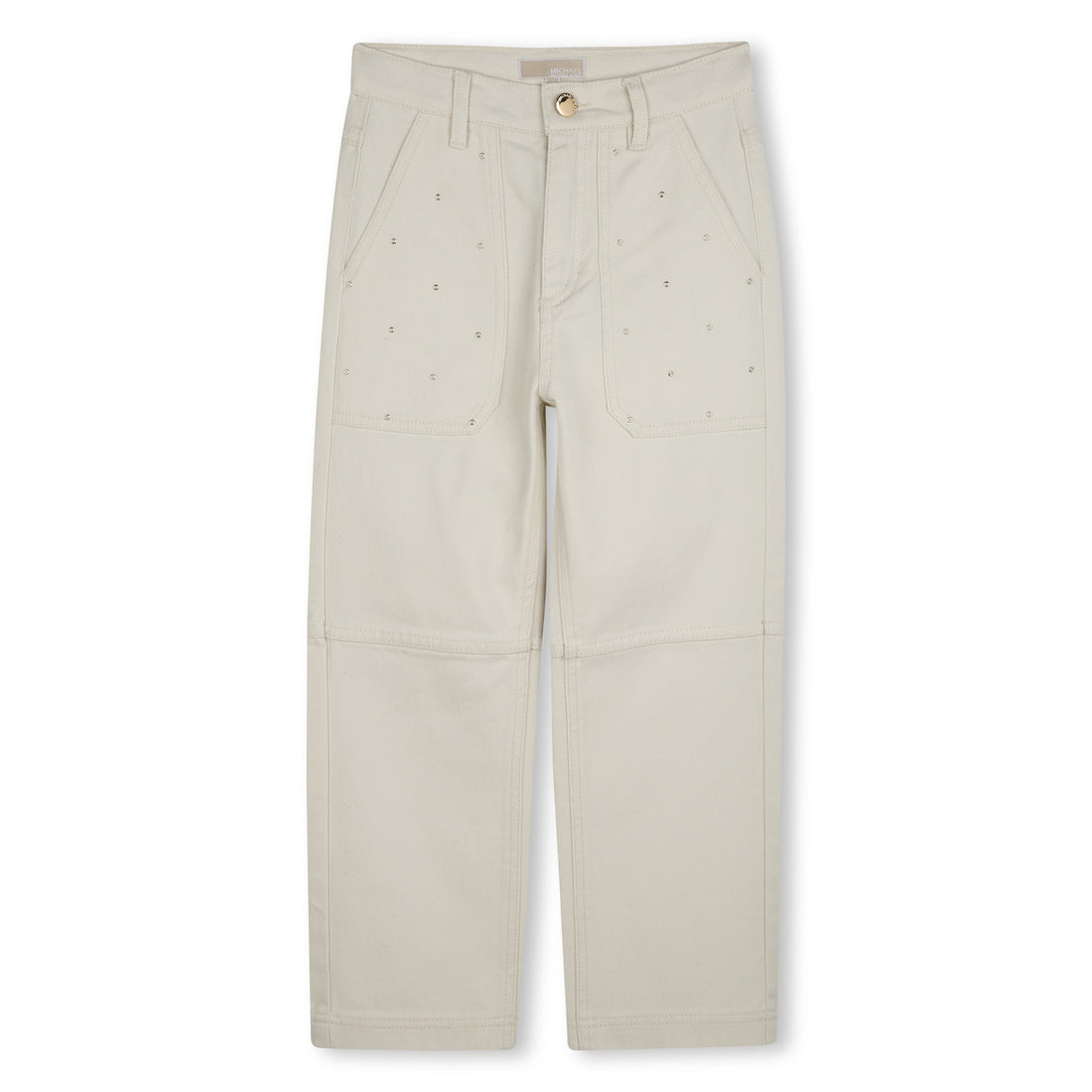 Cotton Twill Denim Trousers with Adjustable Waist