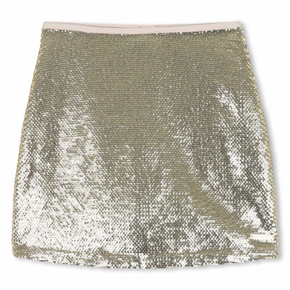 Sequin Mini Skirt, Metallic Gold