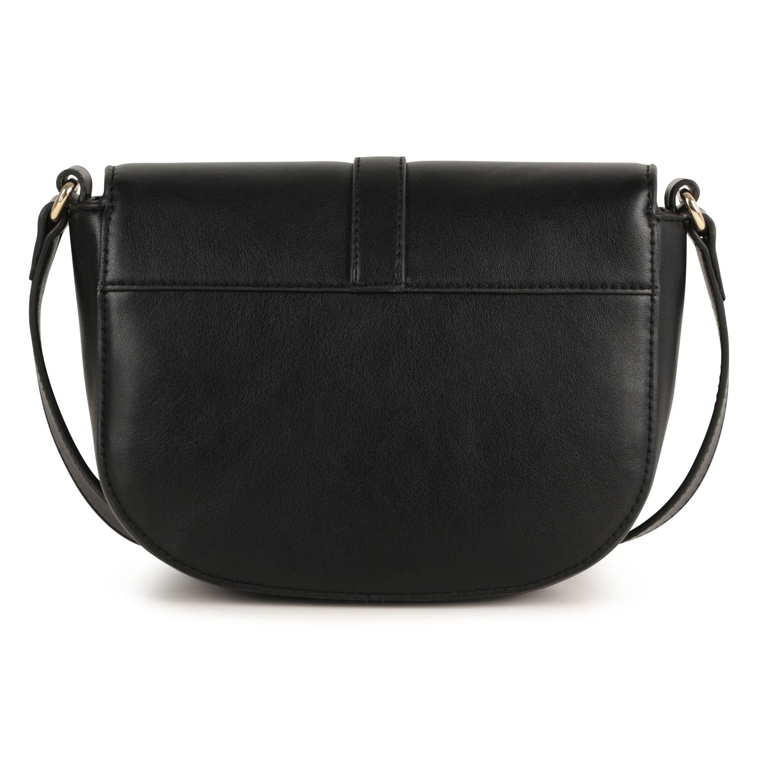 Black Crossbody Handbag with Gold Buckle Detail