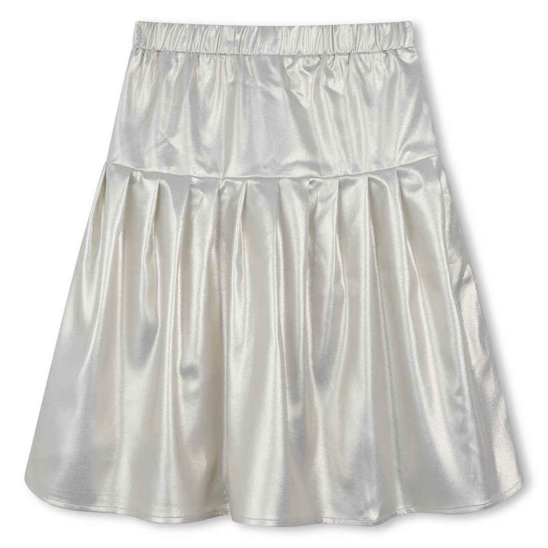 Girls Metallic Gold Pleated Skirt with Elastic Waist
