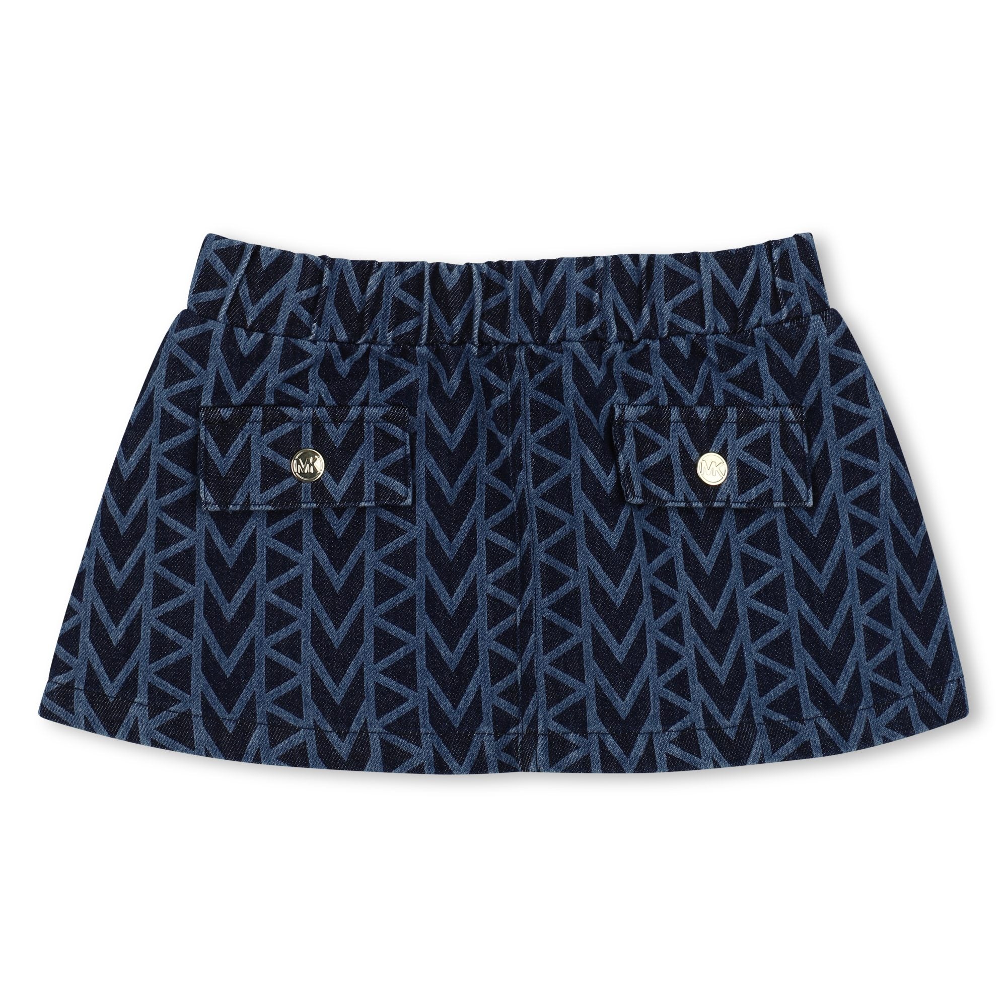 Baby Bi-Material Sleeveless Dress in White and Denim Michael Kors