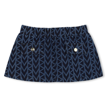 Baby Bi-Material Sleeveless Dress in White and Denim Michael Kors