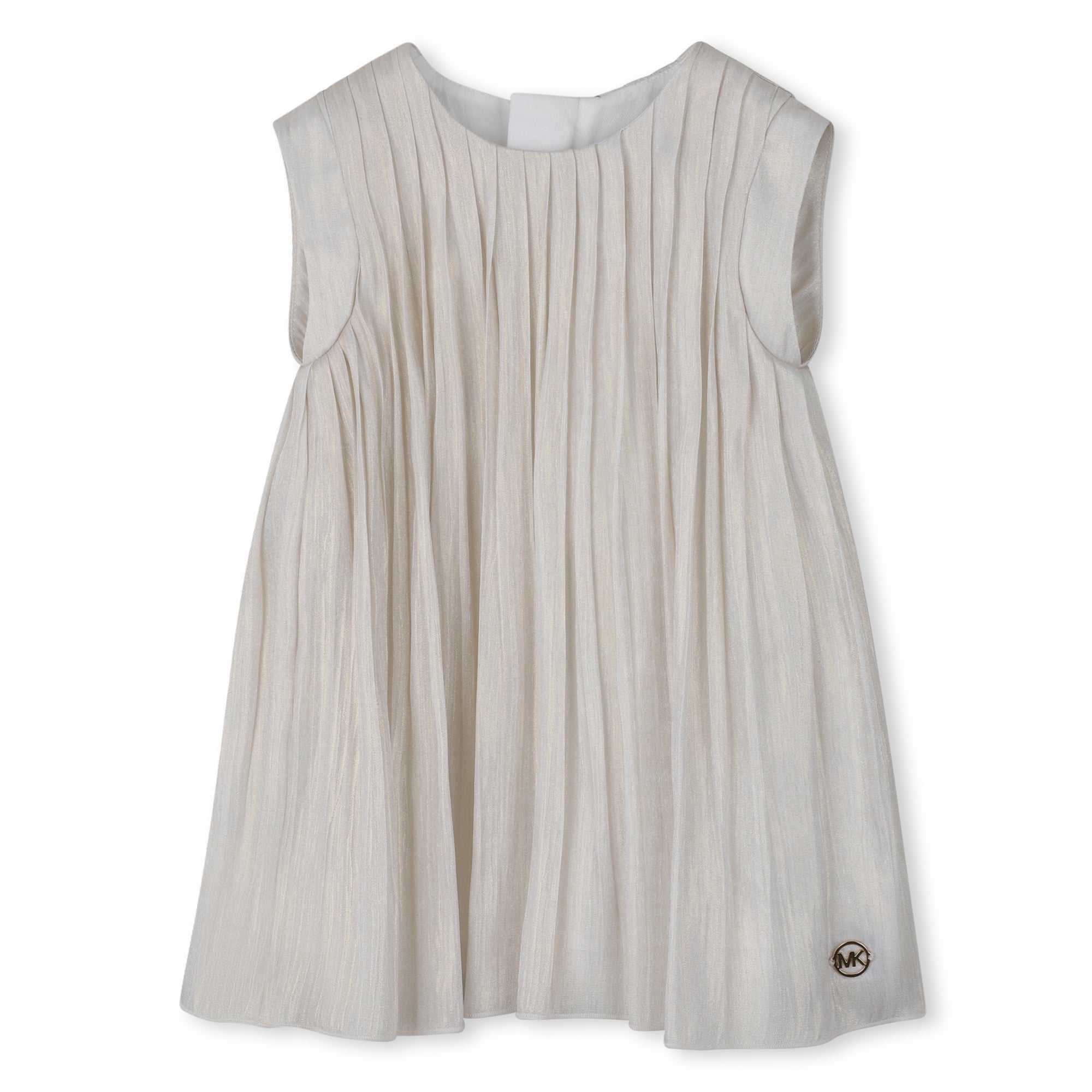 Girls Pleated Voile Ceremony Dress in White Michael Kors