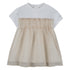 Baby Bi-Material Short Sleeves Dress in White and Beige Michael Kors