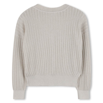 Girls Knitted Gold Cardigan in Light Gold Michael Kors