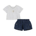 Baby T-Shirt and Denim Shorts Set in White and Blue Michael Kors