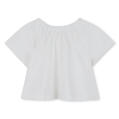 Baby T-Shirt and Denim Shorts Set in White and Blue Michael Kors