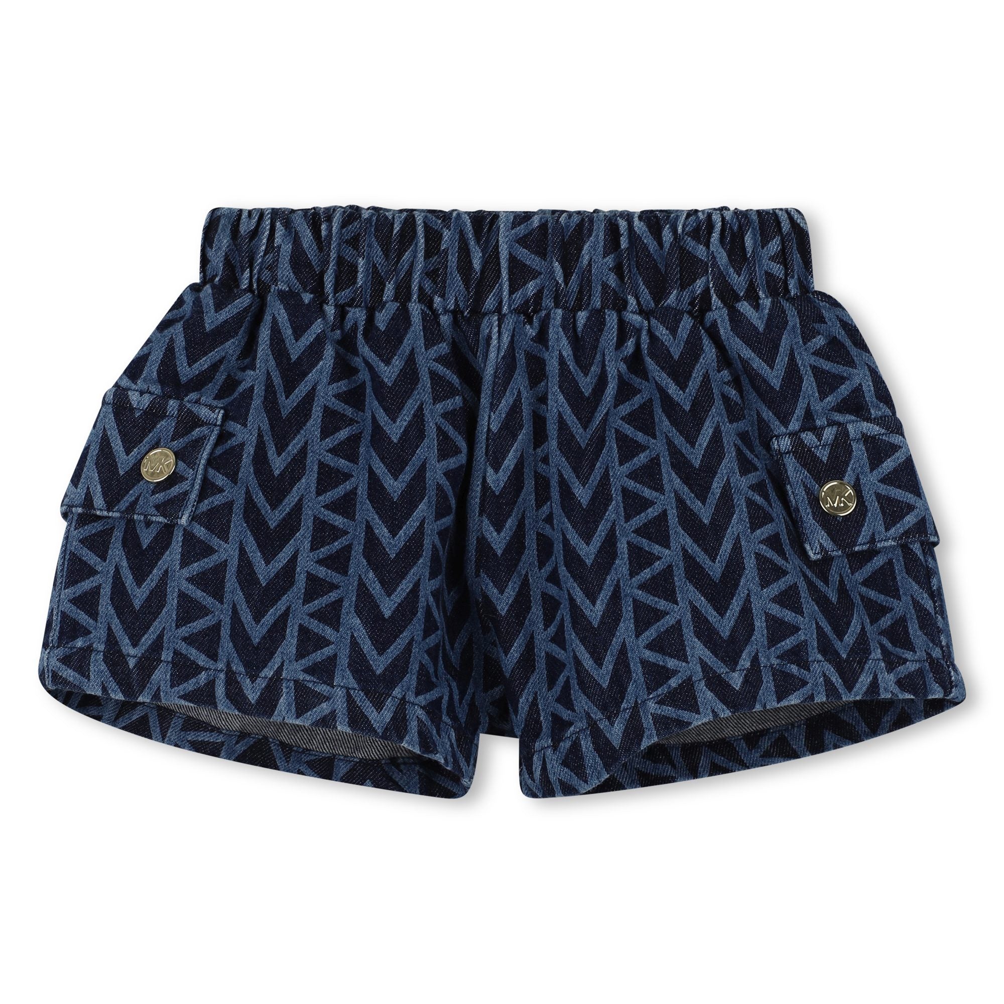 Baby T-Shirt and Denim Shorts Set in White and Blue Michael Kors