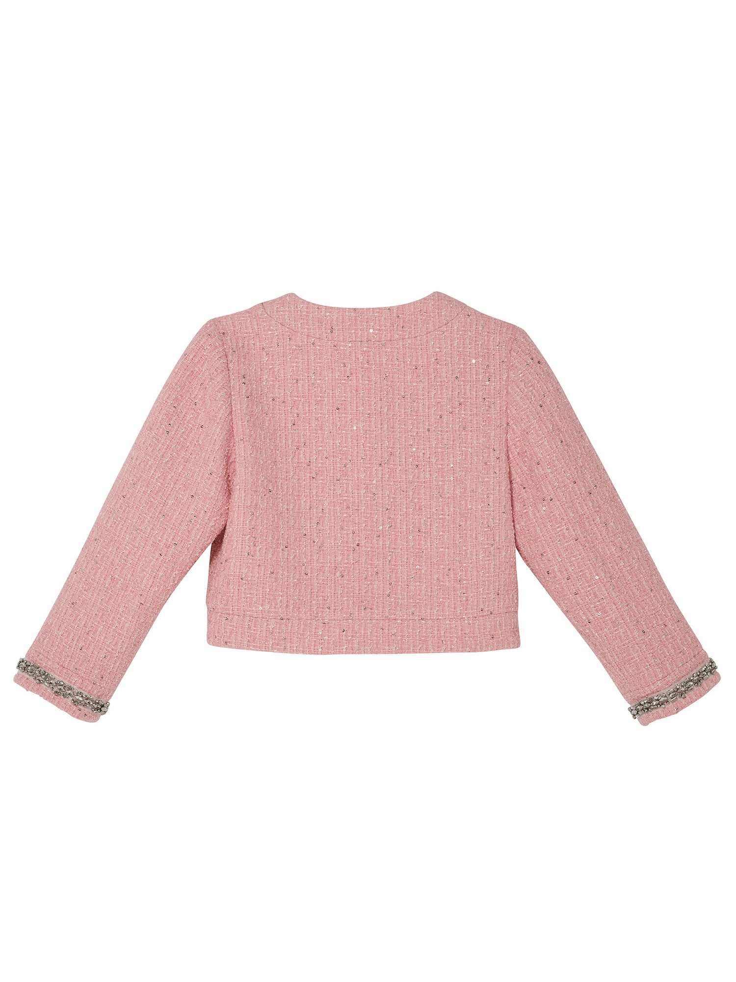 Audrey Jacket - Tweed Cropped Jacket with Embellished Cuffs