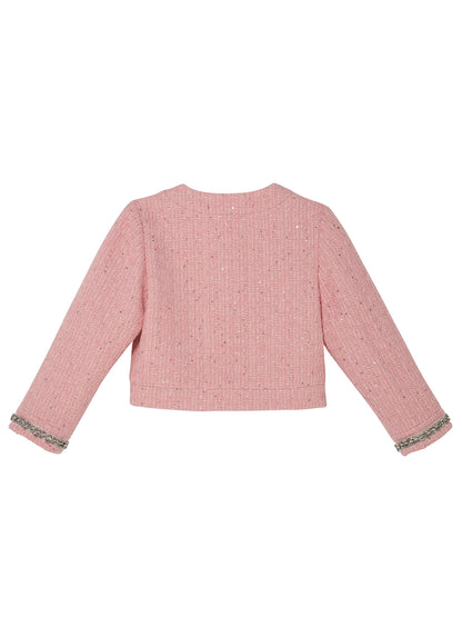 Audrey Jacket - Tweed Cropped Jacket with Embellished Cuffs