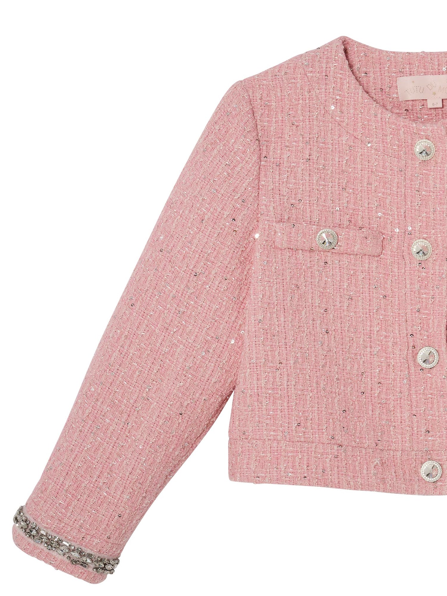 Audrey Jacket - Tweed Cropped Jacket with Embellished Cuffs
