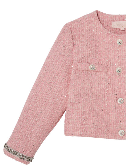 Audrey Jacket - Tweed Cropped Jacket with Embellished Cuffs