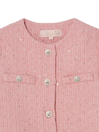 Audrey Jacket - Tweed Cropped Jacket with Embellished Cuffs