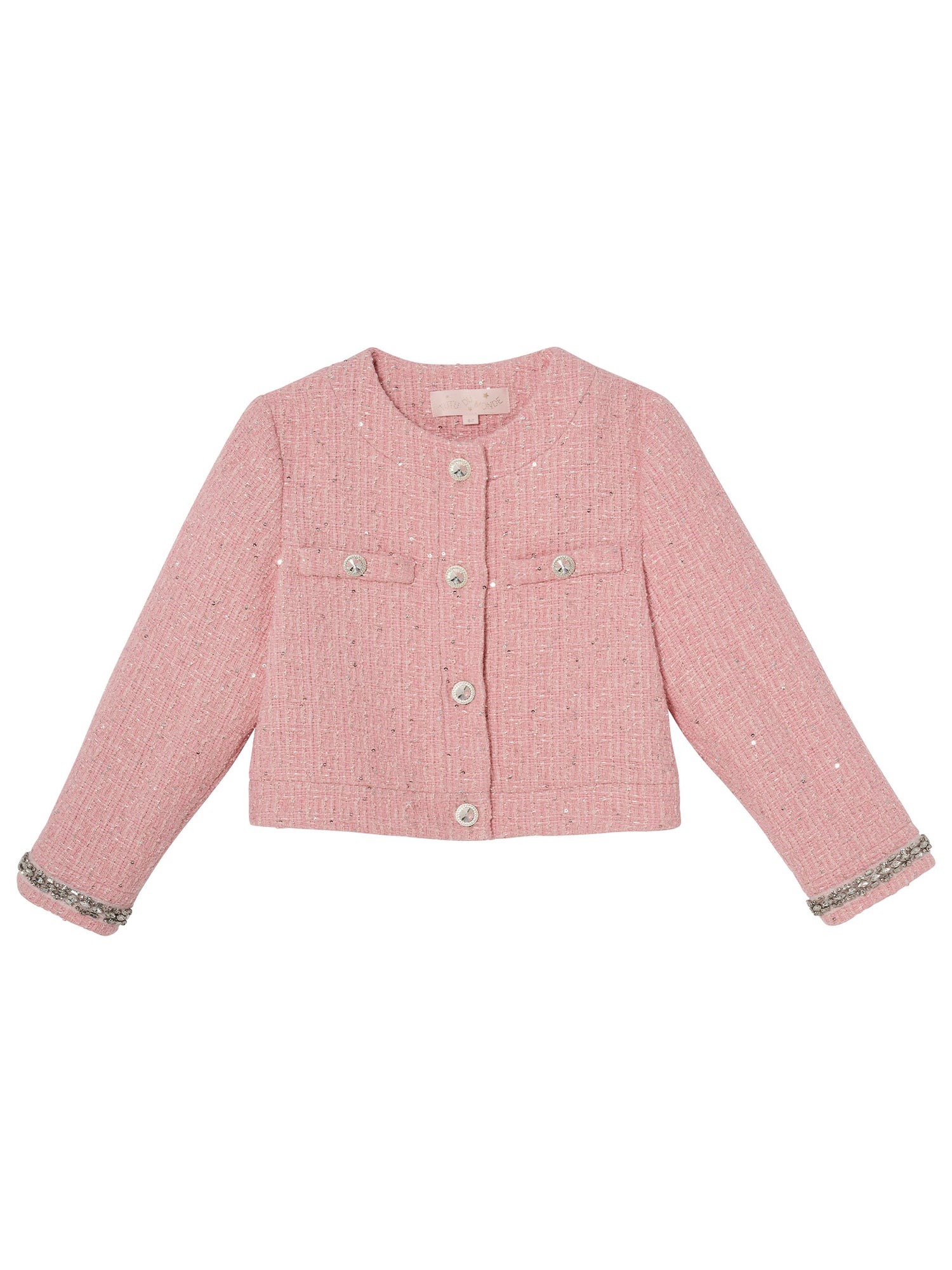 Audrey Jacket - Tweed Cropped Jacket with Embellished Cuffs