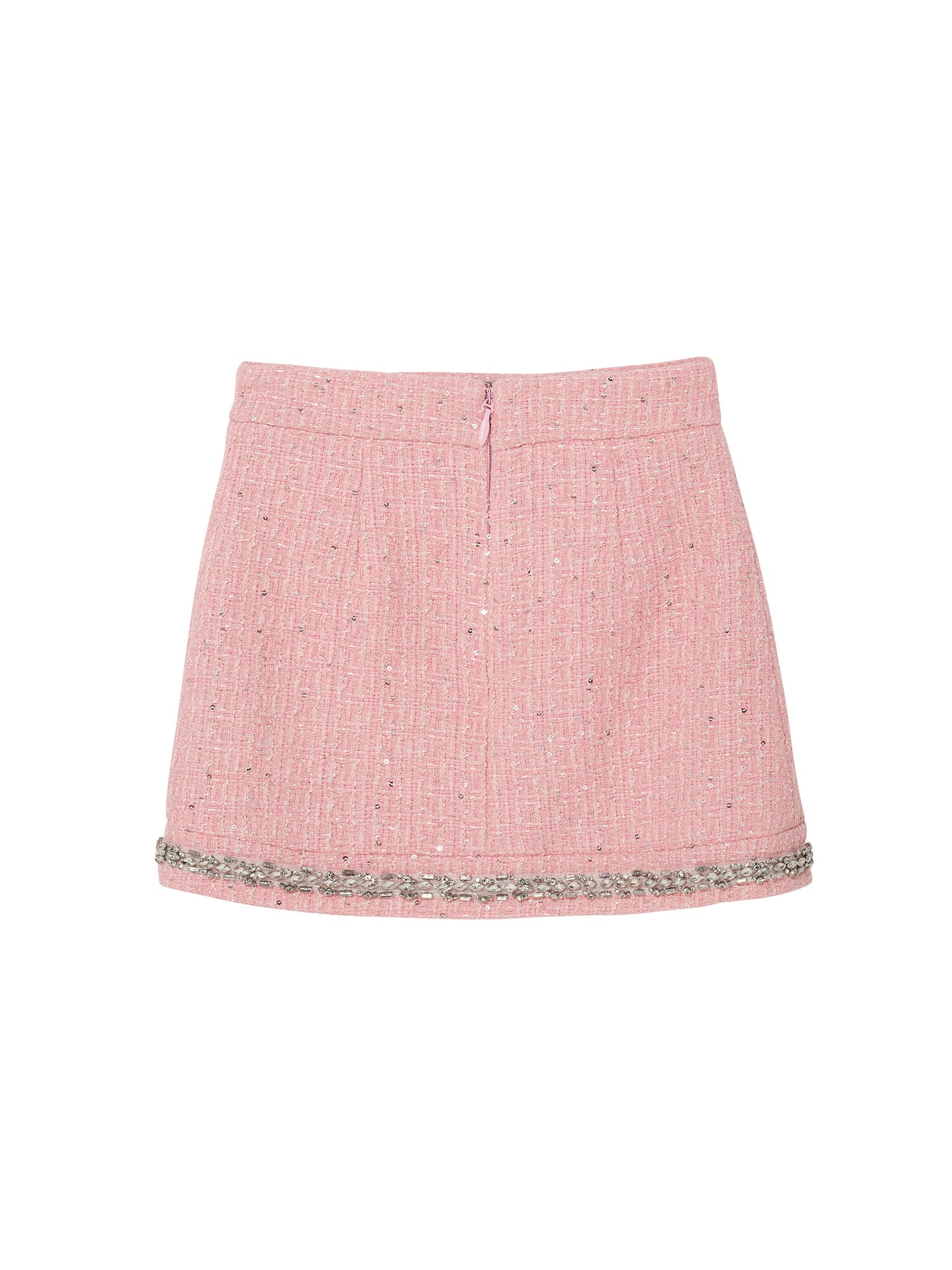 Audrey Skirt - Tweed Mini Skirt with Embellished Hem