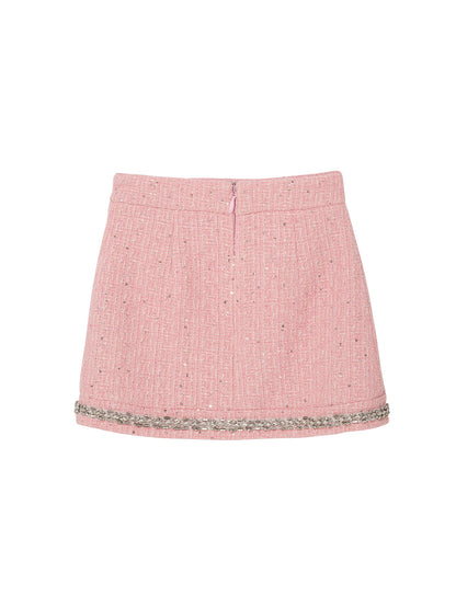 Audrey Skirt - Tweed Mini Skirt with Embellished Hem