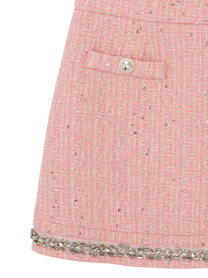 Audrey Skirt - Tweed Mini Skirt with Embellished Hem