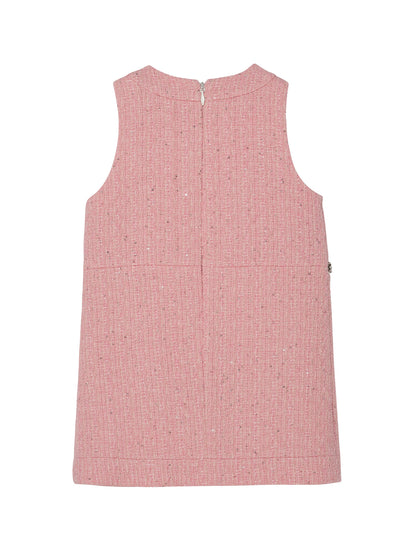 Audrey Dress - Sleeveless Tweed Dress with Embellished Waist Detail