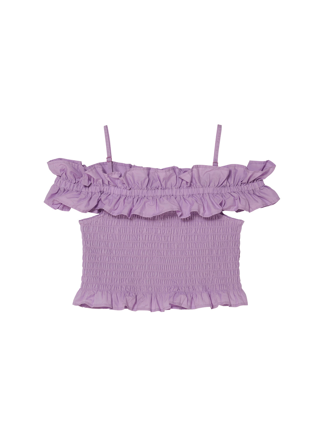 Mariposa Top - Smocked Cotton Top with Ruffle Neckline