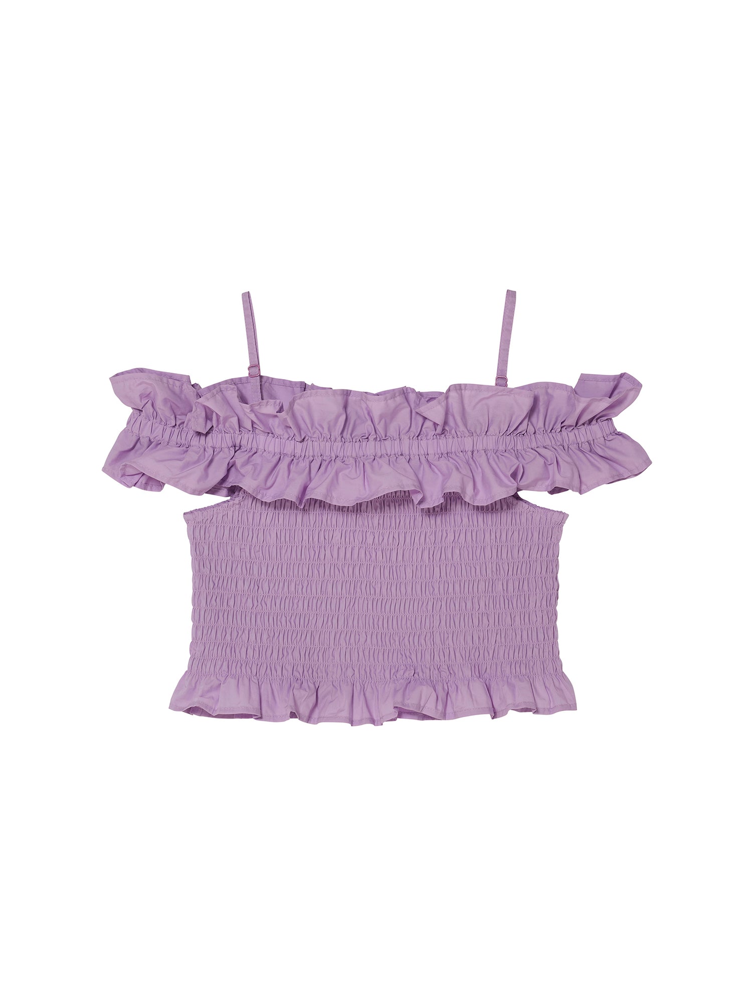Mariposa Top - Smocked Cotton Top with Ruffle Neckline