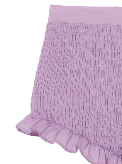 Mariposa Shorts - Smocked Cotton Shorts with Ruffle Trim