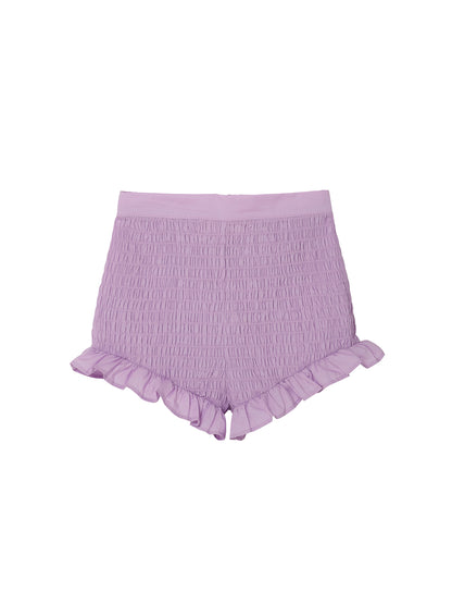 Mariposa Shorts - Smocked Cotton Shorts with Ruffle Trim