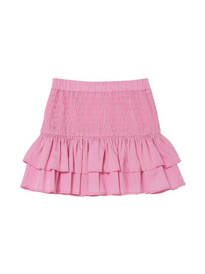Mariposa Skirt - Smocked Cotton Skirt with Tiered Ruffle Hem
