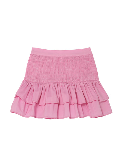 Mariposa Skirt - Smocked Cotton Skirt with Tiered Ruffle Hem